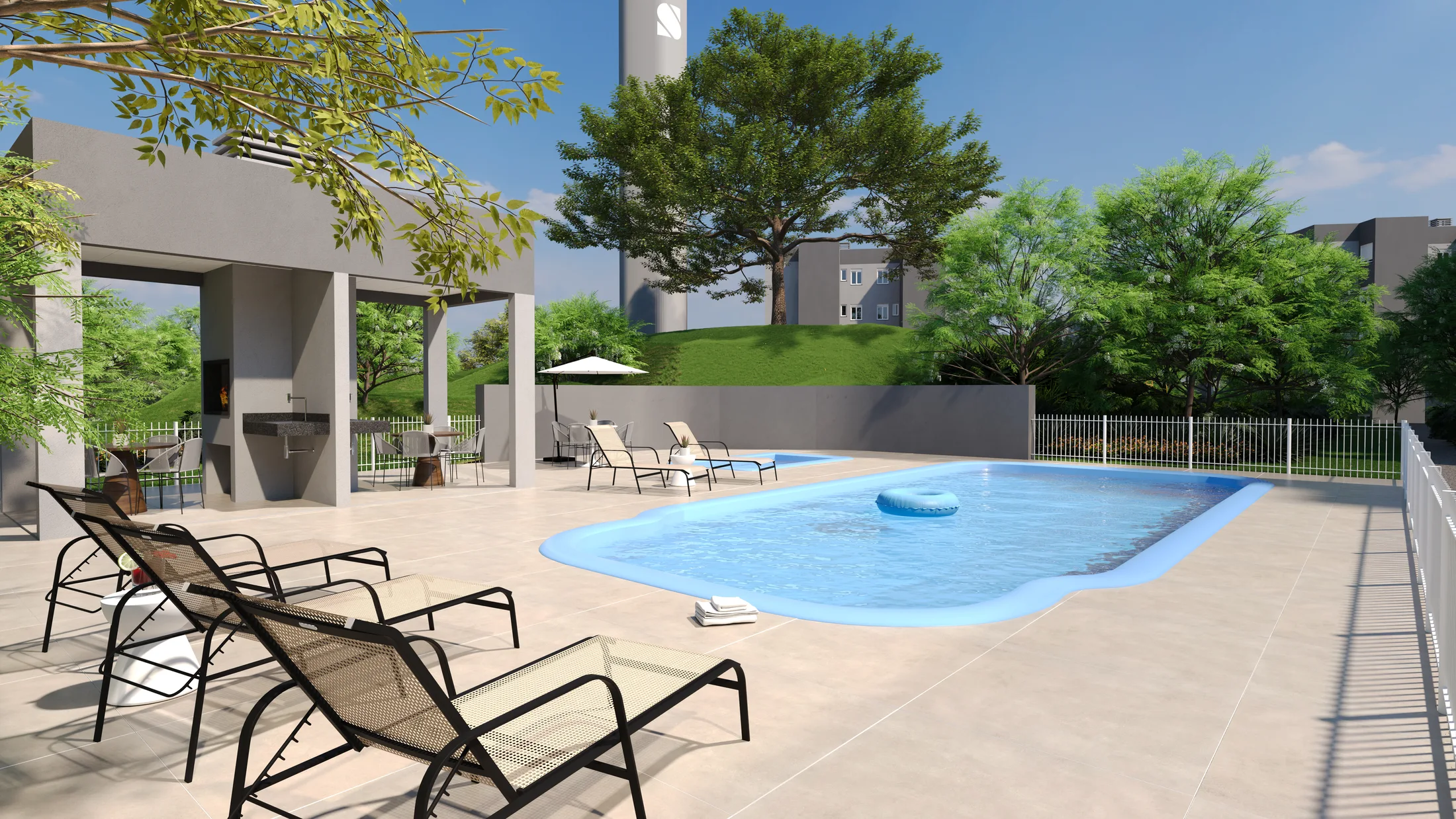 Perspectiva ilustrativa das piscinas do Bem-Viver Viamão