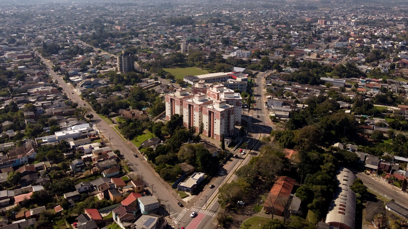 Vista aérea do Residencial Claret e de seu entorno em Esteio